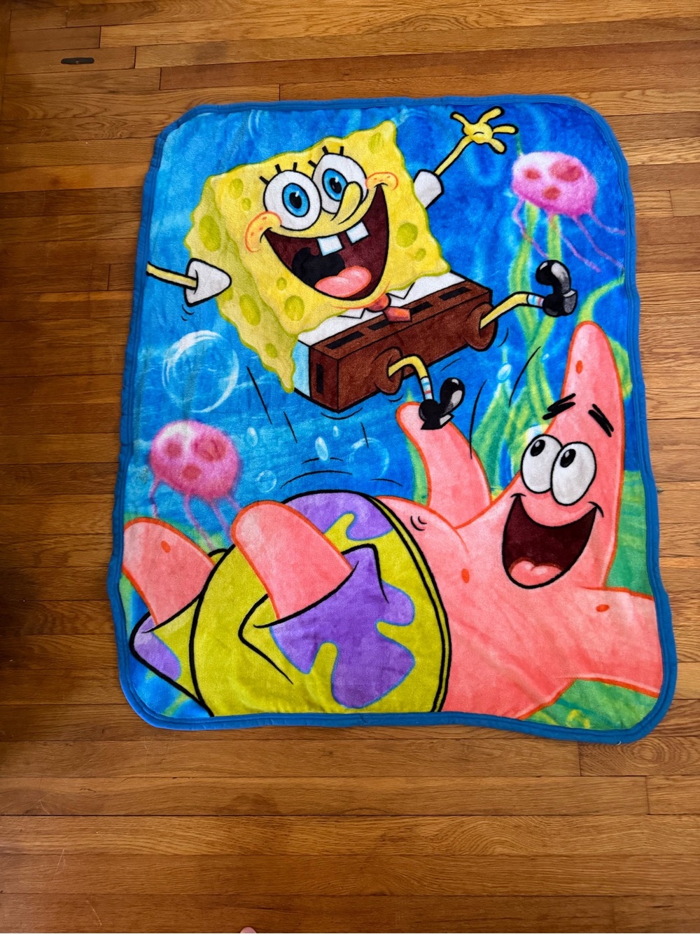 SpongeBob Squarepants Blue & Pink Kids Plush Throw Blanket
